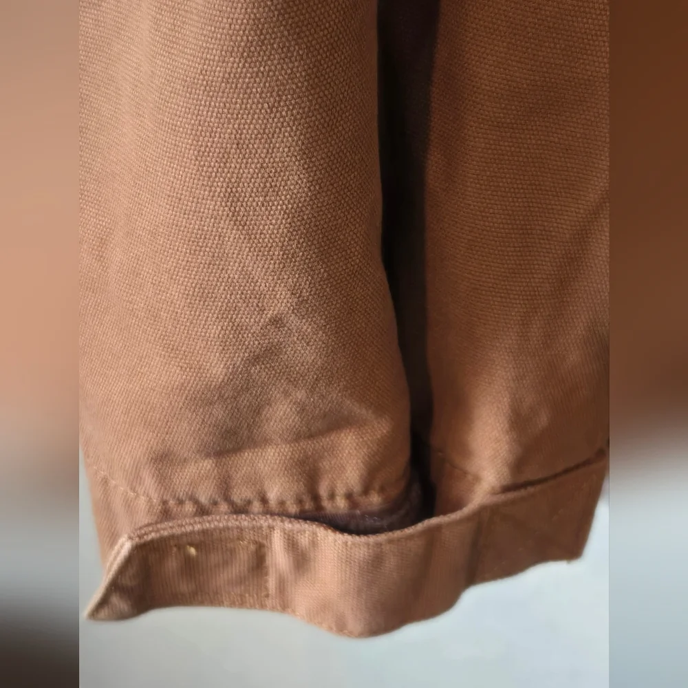 Walls Workwear Sherpa Lined Jacket Brown Canvas Snap Front Coat Warm Utility S2X - Picture 5 of 11